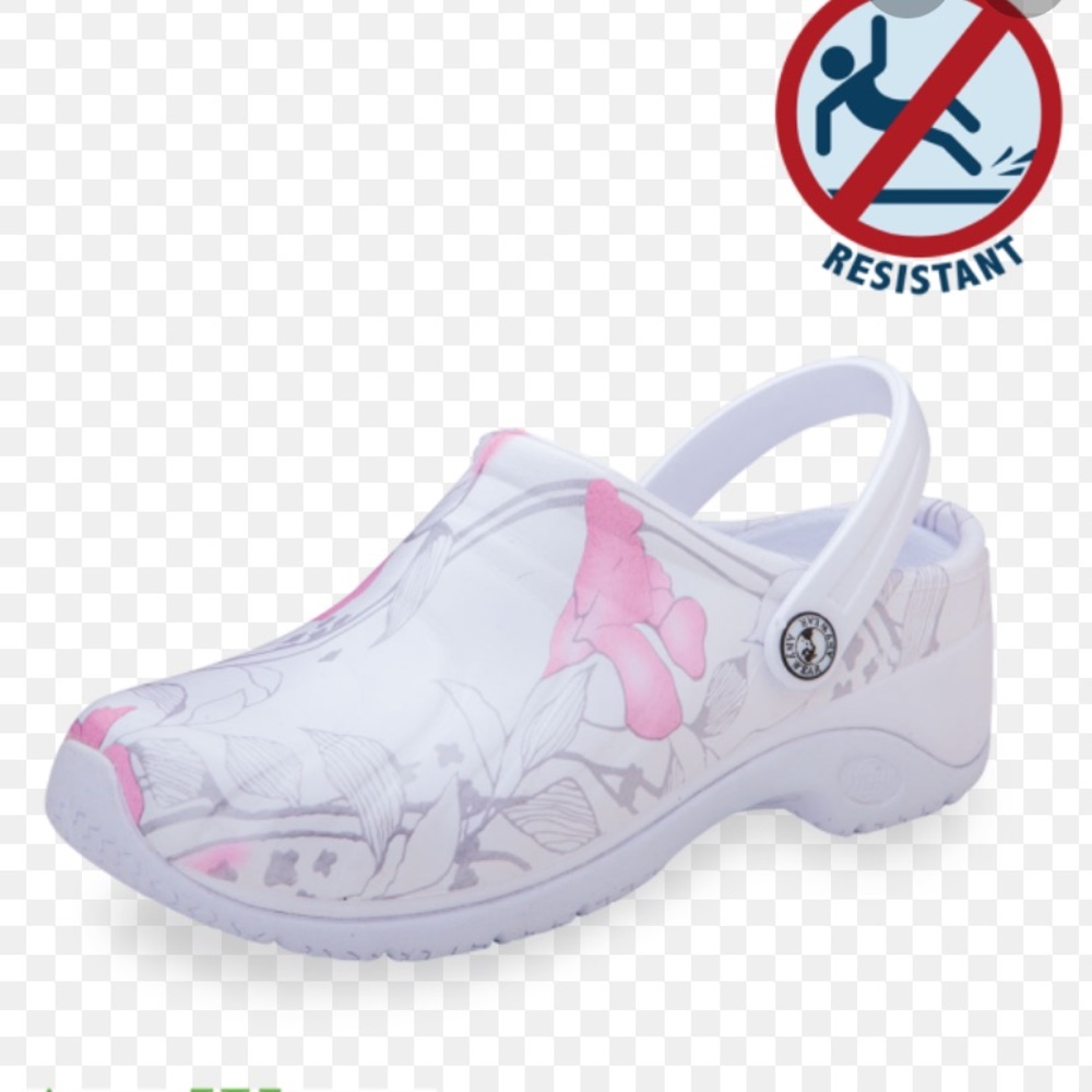 Anywear Zone Clog in White With Pink Flowers